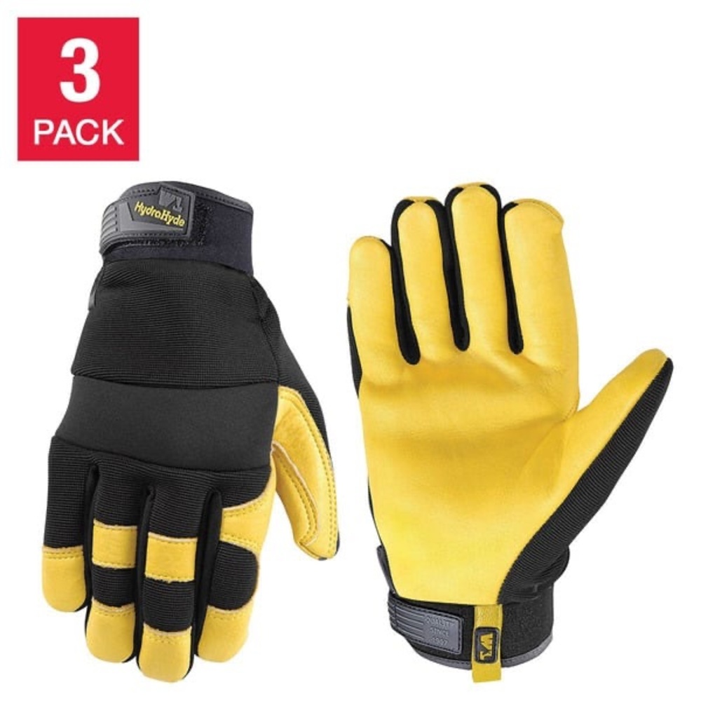 Wells Lamont Adult Large (L) HydraHyde Leather Heavy Duty Work Gloves, 3…